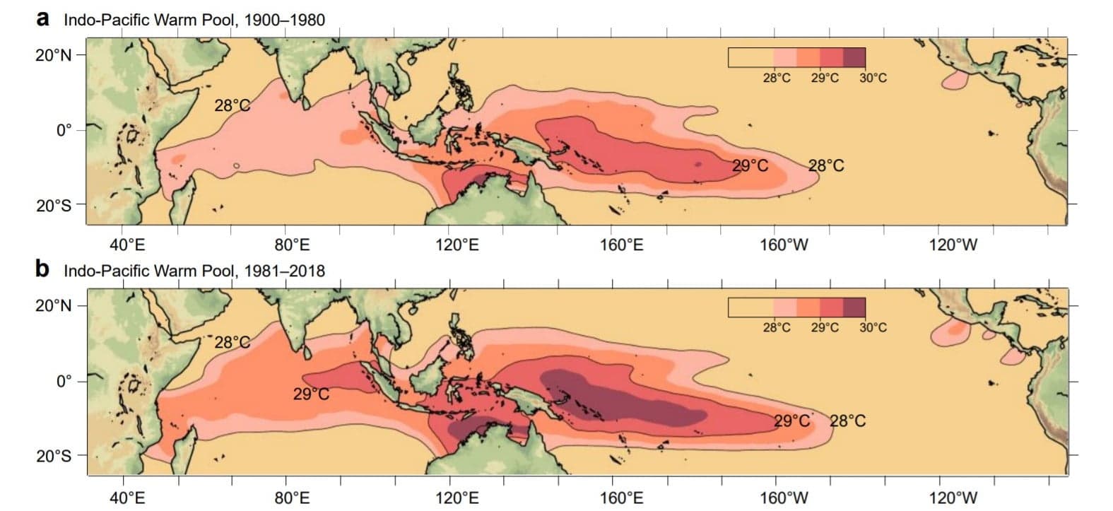 The Indo-Pacific warm pool has been warming rapidly and has nearly doubled area since 1981…