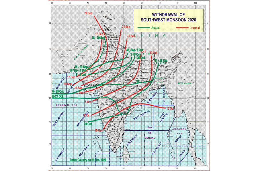 Final flurry: After a delay of close to a month, the southwest monsoon is finally withdrawing from the Indian subcontinent, just in time for the onset date for the northeast monsoon | Photo: IMD