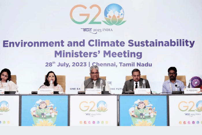 The Environment, Climate and Sustainability working group meeting in Chennai and the G20 Energy Transition Working Group (ETWG) in Goa, both produced underwhelming outcomes.  Source: g20.org
