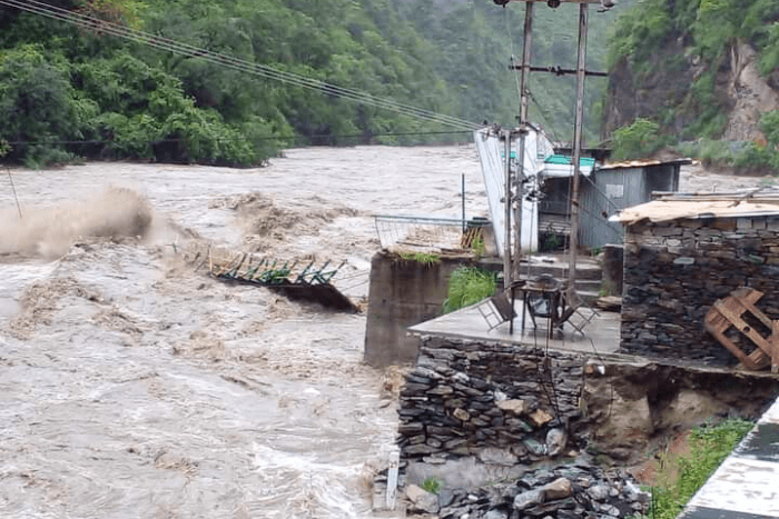 Studies have suggested that glacial melts have compounding effects ranging from sea-level rise to many more phenomena, like heavy rainfall and cloud bursts, which have increased in recent decades. Photo: SDRF Himachal /twitter