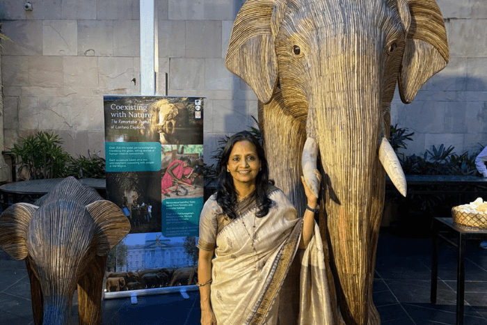 Supriya Sahu, Additional Chief Secretary for Environment, Climate Change, and Forests, Government of Tamil Nadu at an event for Lantana Elephants. Photo: Supriya Sahu 