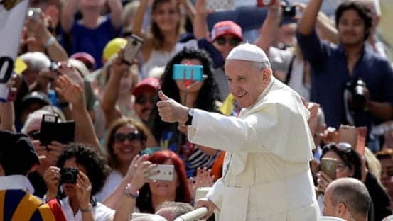 Thumbs up to Science: The Pope reiterated to Big Oil and top financiers that climate change is a scientific fact