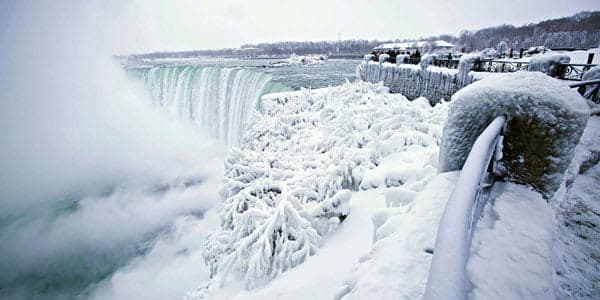 The record breaking deep freeze has even frozen parts of the iconic Niagra falls