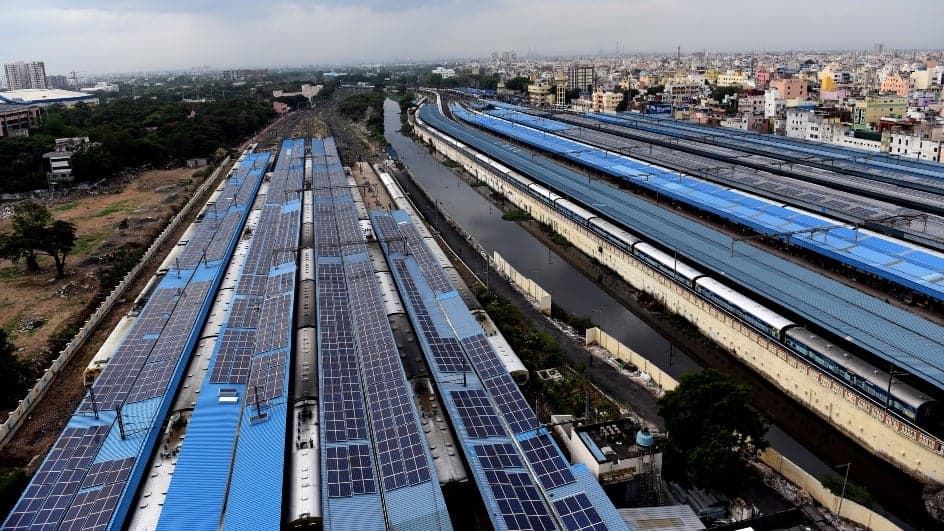 Shifting tracks: Indian Railways commissions 4.7 Mega Watt (MW) land-based solar plants on its land along the tracks as part of 20 GW target by 2030 | Photo: The Weather Channel