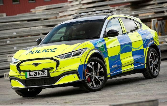 Emissions-free crime busting: Ford’s electric police car will see the standard Mach-E get an upgraded battery for longer range and may enter service by as soon as 2025 | Photo: Topgear
