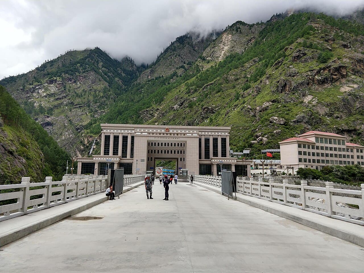 The Nepal-China border post that was swept away by the flood.