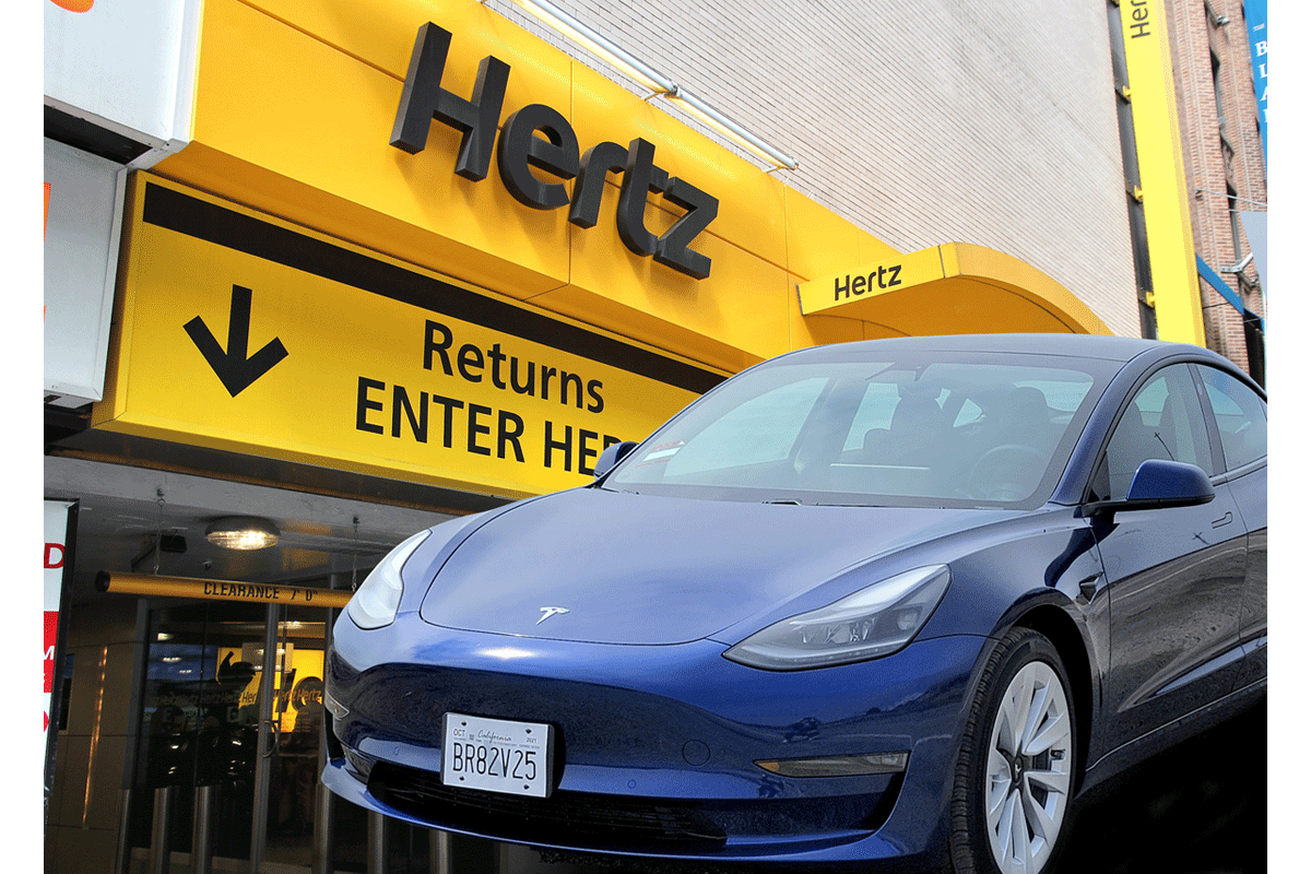 New lease of life: Hertz was struggling under massive losses but its new order for 100,000 Tesla Model 3s has once again boosted its stock price | Photo: Autonews.com