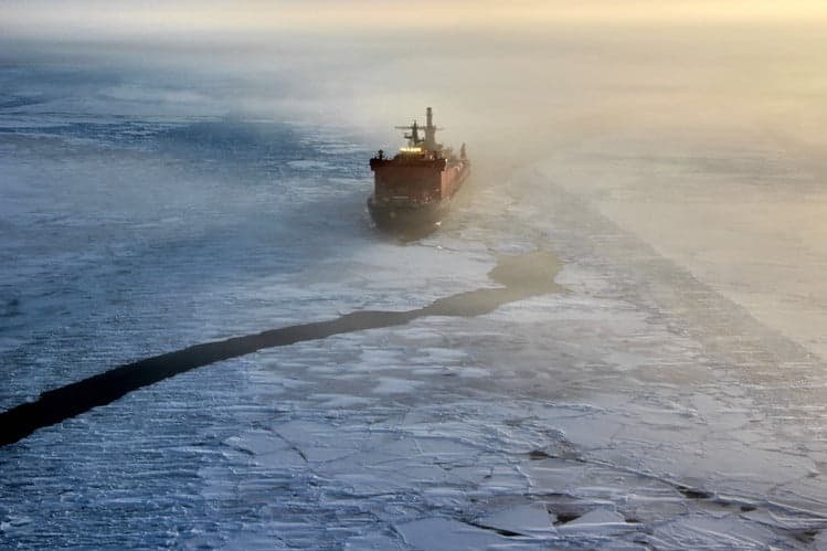 Sinking ship? Very low sulphur fuel oil, mandated for ships by the IMO, is causing a spike in black carbon emissions, which would likely make Arctic ice melt even faster. Source: Wall Street Journal